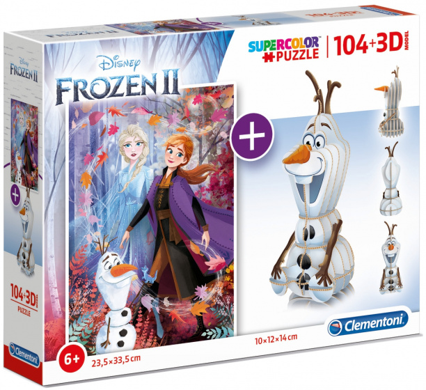 Clementoni legpuzzel met 3d-model frozen 2 junior 104 stukjes