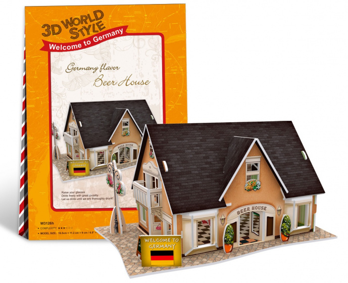 CubicFun 3d puzzel beer house germany 16,5 cm foam 42 stukjes - Afbeelding 2