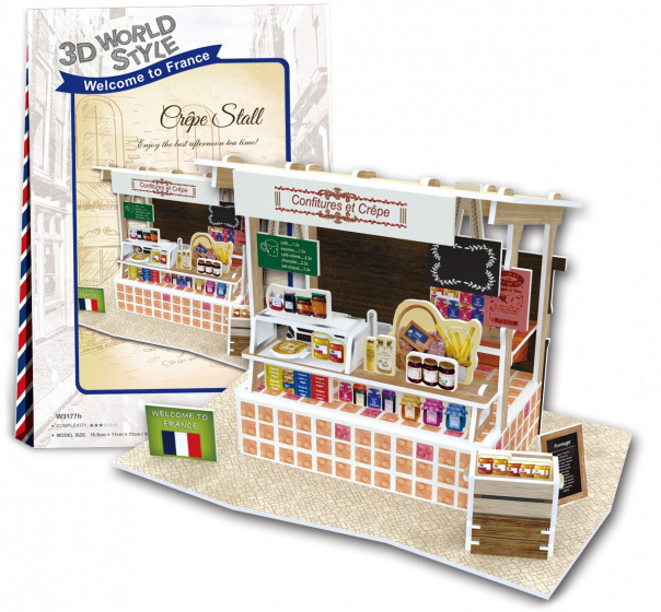 CubicFun 3d puzzel crepe stall france 16,5 cm foam 37 stukjes - Afbeelding 2