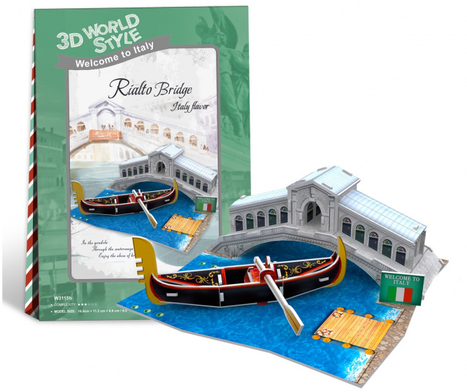CubicFun 3d puzzel rialto bridge italy 16,5 cm foam 29 stukjes - Afbeelding 2