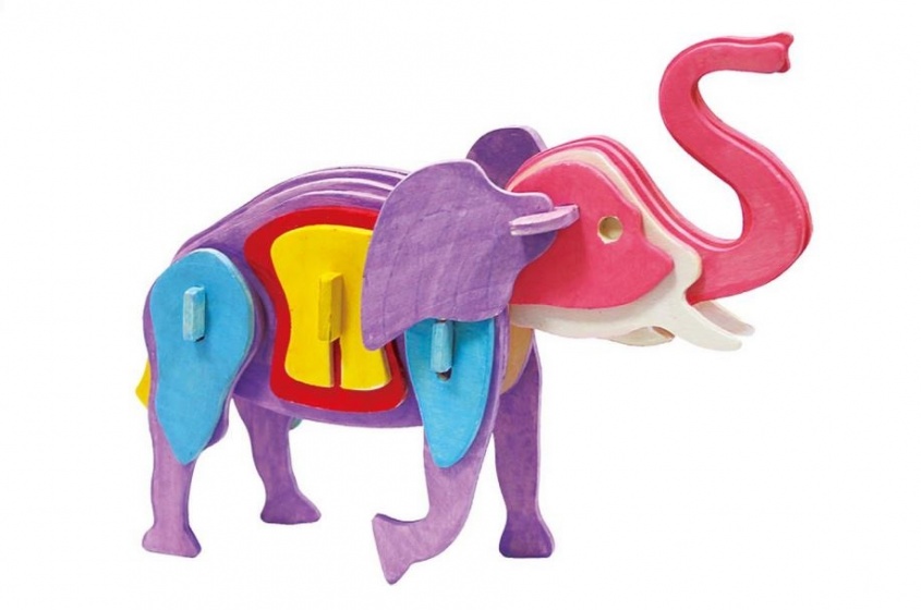 Gerardo's Toys 3d-puzzel olifant met verf 17 cm 27-delig - Afbeelding 2