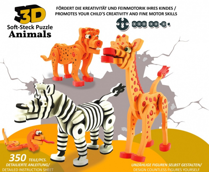 JAMARA 3d puzzelset dieren junior schuim oranje/zwart 351-delig - Afbeelding 10