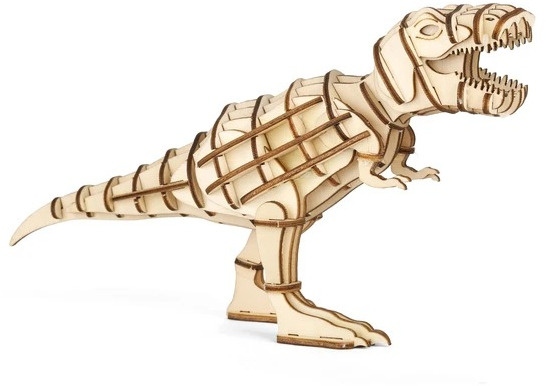 Kikkerland 3d-puzzel t-rex 16,5 x 9,5 cm hout naturel