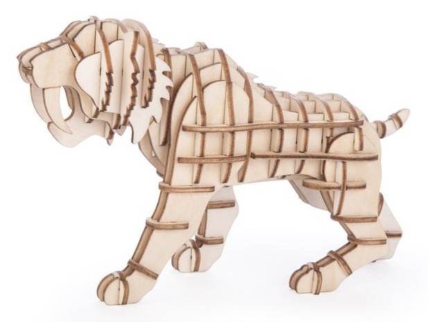 Kikkerland 3d-puzzel tiger 9 x 14 x 5,5 cm hout naturel