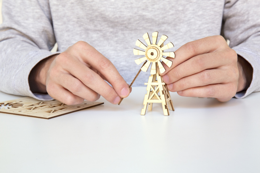 Kikkerland 3d-puzzel windmill 15 x 11 cm hout naturel - Afbeelding 2