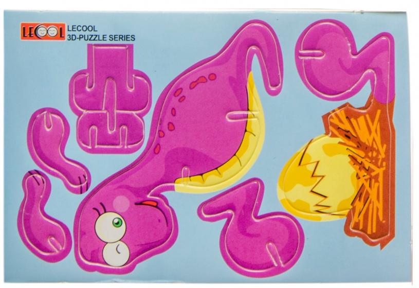 LG-Imports 3d-puzzel dino 10,5 x 7,5 cm karton blauw/roze