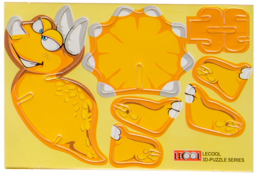 LG-Imports 3d-puzzel dino jongens 10,5 x 7,5 cm karton geel