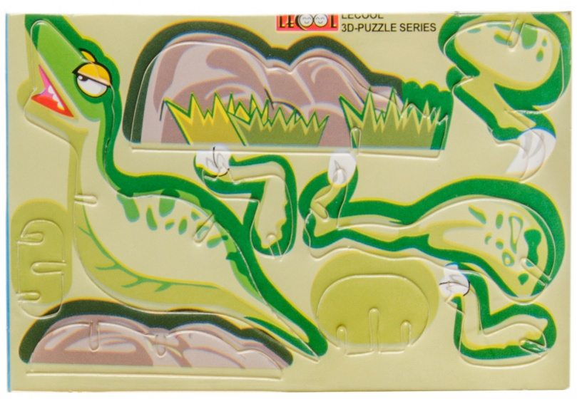 LG-Imports 3d-puzzel dino met steen 10,5 x 7,5 cm karton groen