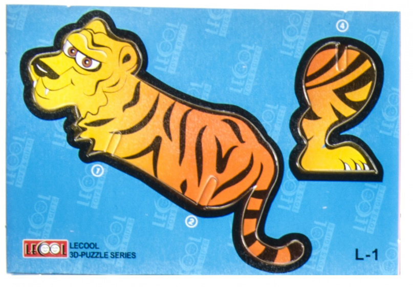 LG-Imports 3d-puzzel tijger 10,5 cm karton oranje 7 stukjes