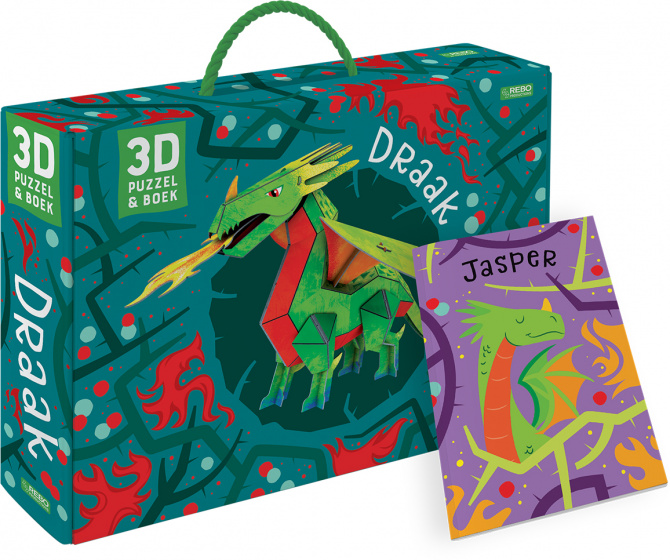 Rebo Productions 3d-puzzel draak jongens groen/rood 55 stuks - Afbeelding 2