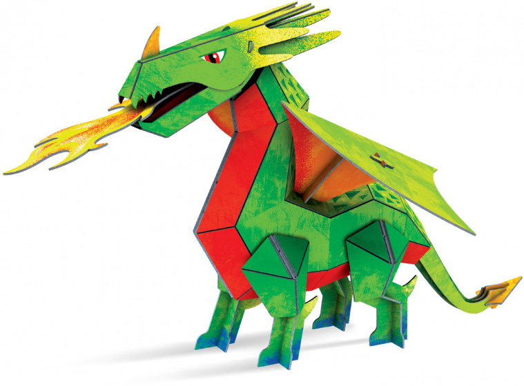 Rebo Productions 3d-puzzel draak jongens groen/rood 55 stuks