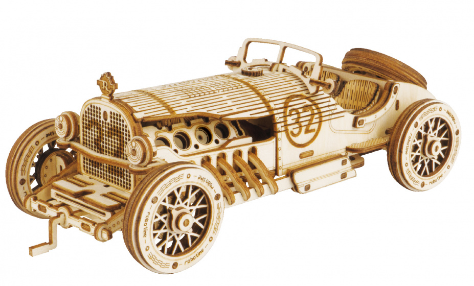 Robotime modelbouwpakket v8 gp car 19 x 8 cm hout 220-delig
