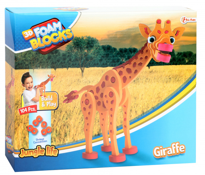 Toi-Toys 3d puzzel giraffe junior 31,5 cm foam oranje 104-delig - Afbeelding 2
