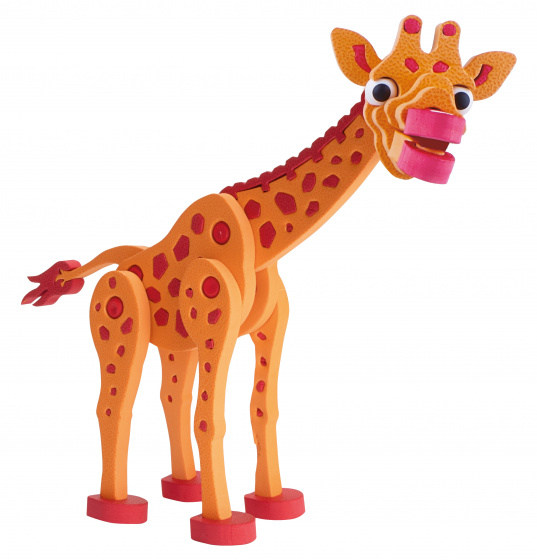 Toi-Toys 3d puzzel giraffe junior 31,5 cm foam oranje 104-delig