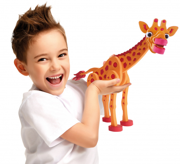 Toi-Toys 3d puzzel giraffe junior 31,5 cm foam oranje 104-delig - Afbeelding 5