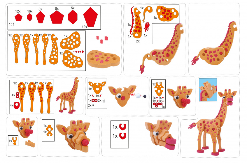 Toi-Toys 3d puzzel giraffe junior 31,5 cm foam oranje 104-delig - Afbeelding 6