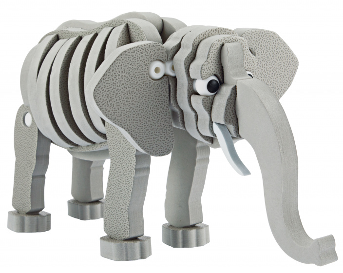 Toi-Toys 3d puzzel olifant junior 31,5 cm foam grijs 75-delig
