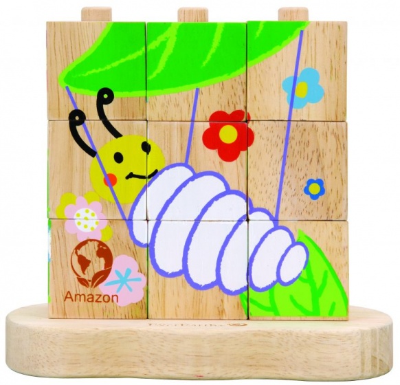 Everearth blokpuzzel rups/vlinder junior hout 10-delig - Afbeelding 3