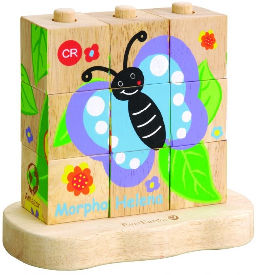 Everearth blokpuzzel rups/vlinder junior hout 10-delig - Afbeelding 4