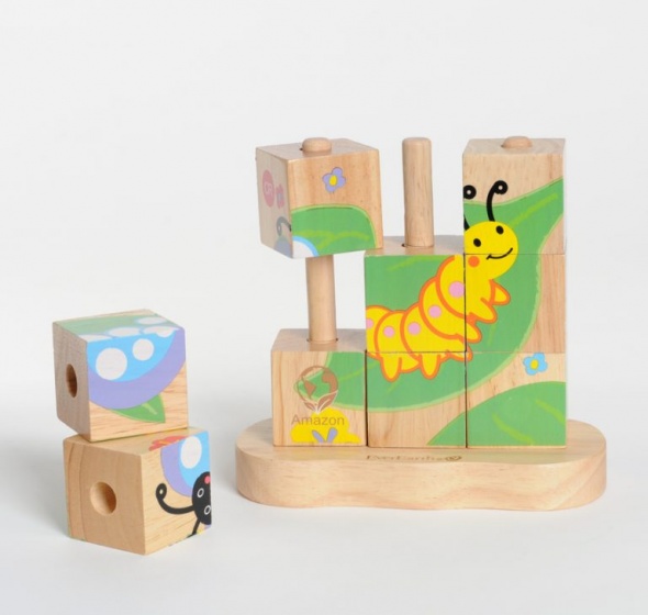 Everearth blokpuzzel rups/vlinder junior hout 10-delig - Afbeelding 5