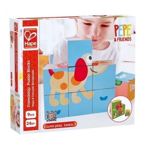 Hape blokkenpuzzel friendship junior hout 9-delig - Afbeelding 2