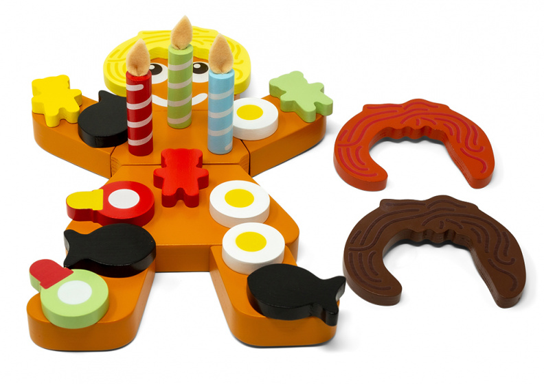 Mamamemo blokkenpuzzel peperkoekvrouwtje junior hout bruin - Afbeelding 2