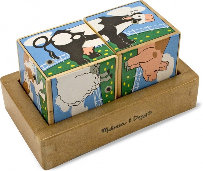Melissa & Doug blokkenpuzzel boerderij met geluid 2-delig - Afbeelding 2