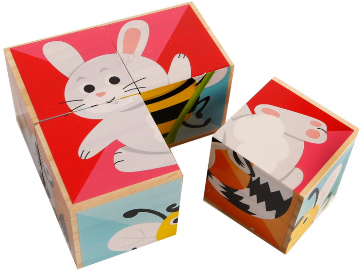 Toys Amsterdam blokkenpuzzel dieren junior hout 10 cm 4-delig