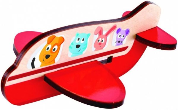 Hape vormenpuzzel airplane junior hout rood 3 stukjes