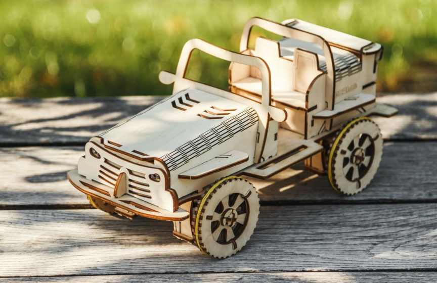 Ecobot houten-modelbouw 3d rc buggy 35 cm 155-delig - Afbeelding 3