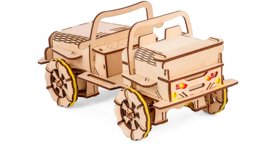 Ecobot houten-modelbouw 3d rc buggy 35 cm 155-delig - Afbeelding 6