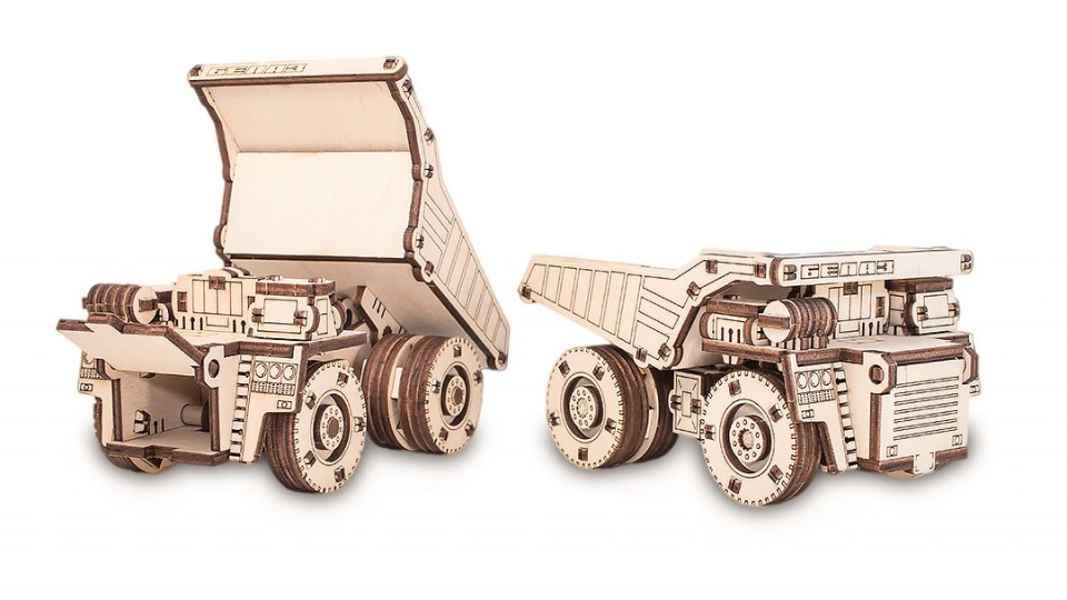 Eco-Wood-Art belaz houten mini truck modelbouwset 106-delig - Afbeelding 2