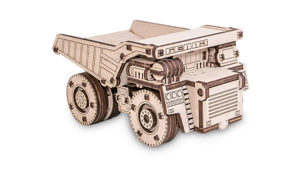 Eco-Wood-Art belaz houten mini truck modelbouwset 106-delig - Afbeelding 3