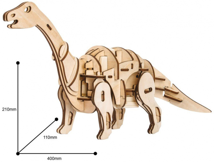 Robotime 3d-modelbouw apatosaurus 40 cm hout naturel 79-delig - Afbeelding 3