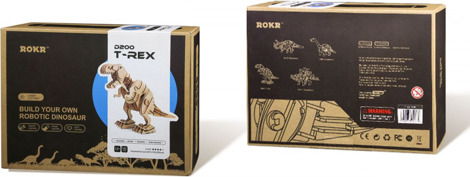 Robotime 3d-modelbouw t-rex 40,7 cm hout naturel 102-delig - Afbeelding 6