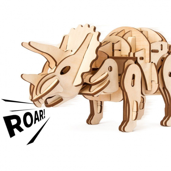 Robotime 3d-modelbouw triceratops 39 cm hout naturel 94-delig - Afbeelding 4