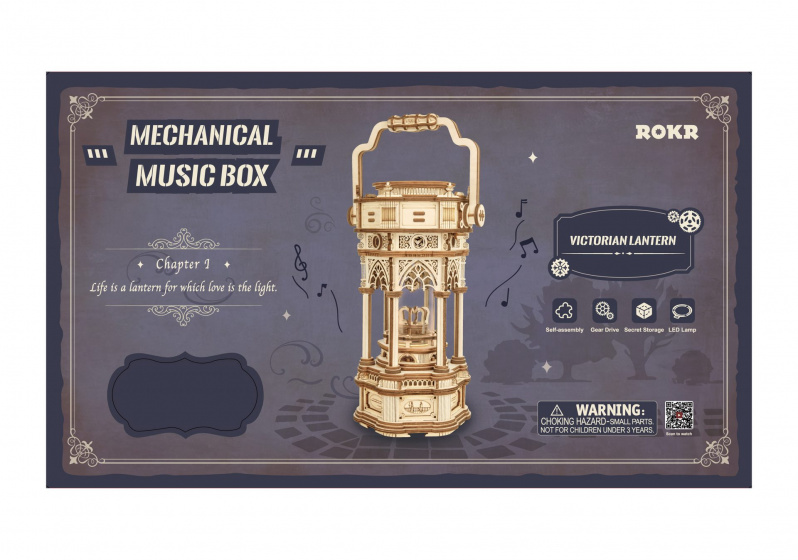 Robotime bouwpakket 3d victorian lantern 14 x 11,5 cm hout bruin - Afbeelding 2