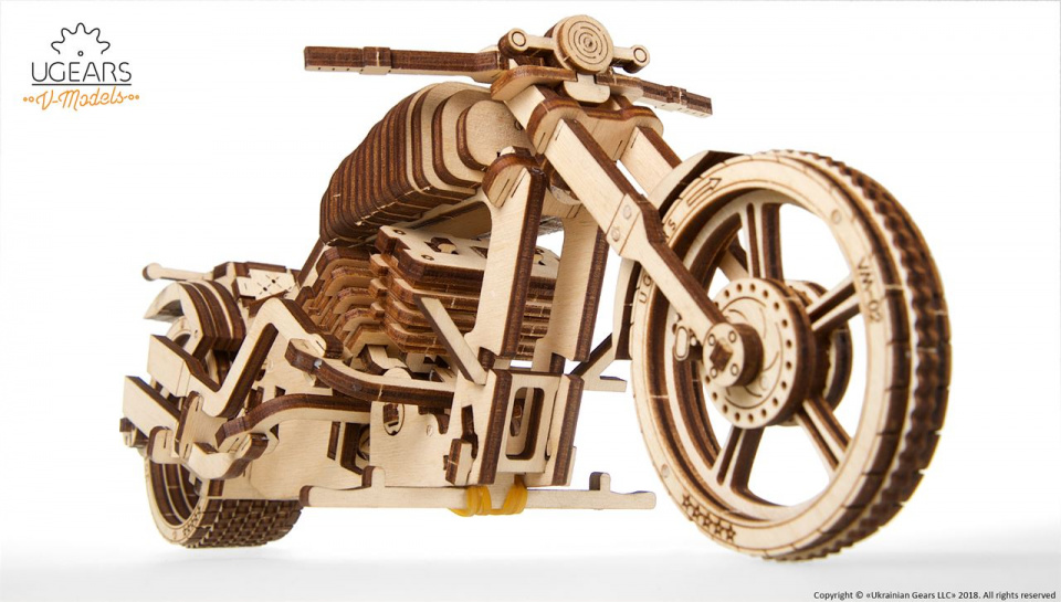 Ugears houten 3d-modelbouw vm-02 motorfiets 26 cm 189-delig - Afbeelding 2