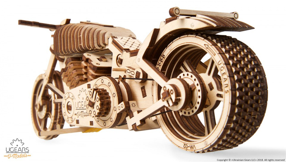 Ugears houten 3d-modelbouw vm-02 motorfiets 26 cm 189-delig - Afbeelding 4