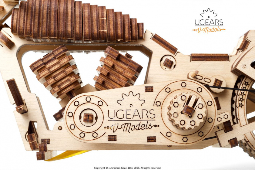 Ugears houten 3d-modelbouw vm-02 motorfiets 26 cm 189-delig - Afbeelding 6