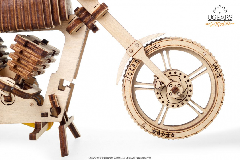 Ugears houten 3d-modelbouw vm-02 motorfiets 26 cm 189-delig - Afbeelding 7