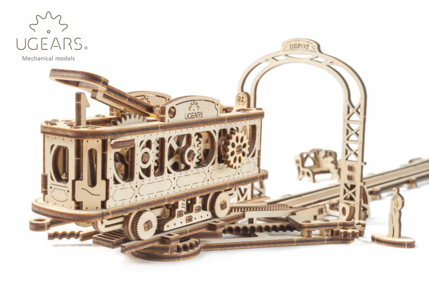 Ugears modelbouw tramlijn 89 x 18 x 10 cm berkenhout bruin - Afbeelding 3