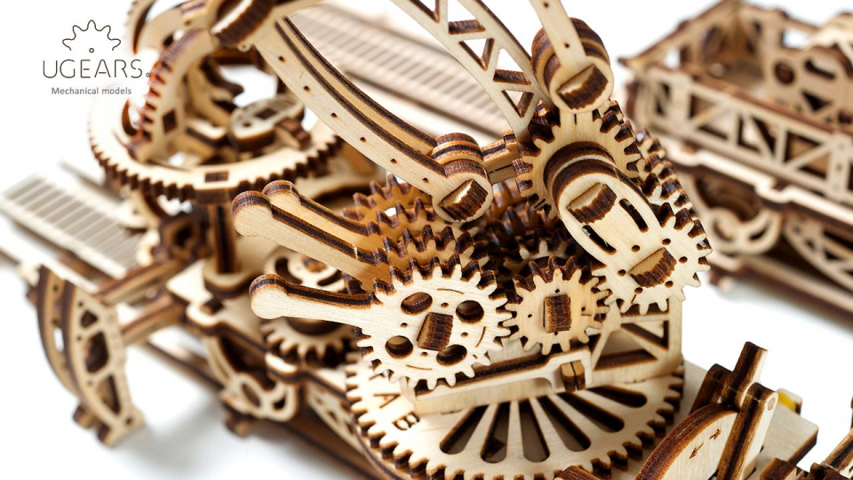 Ugears spoorweggemonteerde manipulator 50 x 21 x 40 cm berkenhout hout - Afbeelding 4