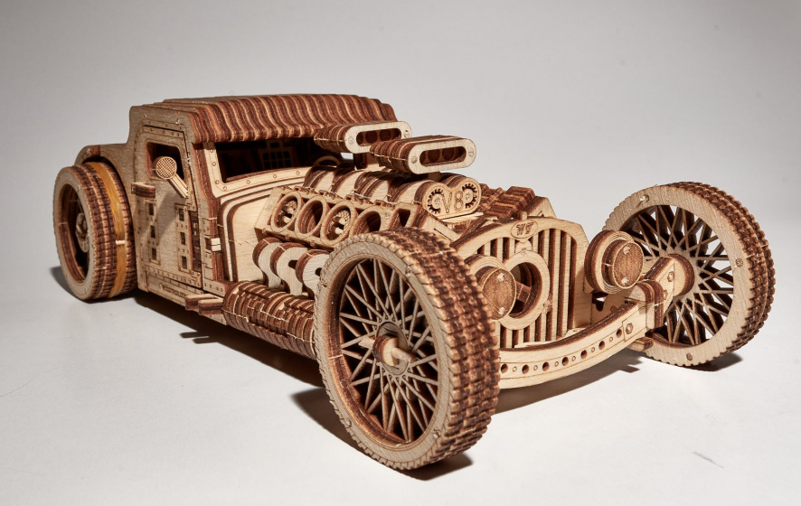 Wood Trick 3d-modelbouw hot rod 27 x 10 cm hout 280-delig - Afbeelding 2