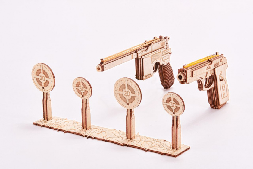 Wood Trick houten-modelbouw 3d schieten 26 cm naturel 125-delig - Afbeelding 2