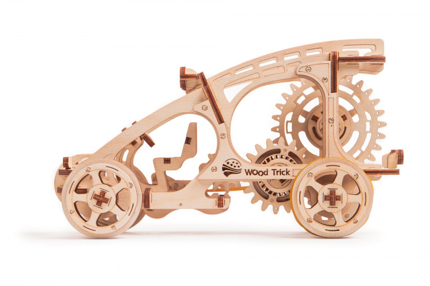 Wood Trick houten-modelbouw 3d buggy 22 cm naturel 144-delig