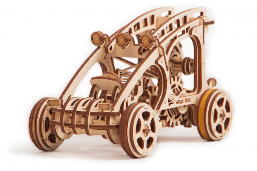 Wood Trick houten-modelbouw 3d buggy 22 cm naturel 144-delig - Afbeelding 6