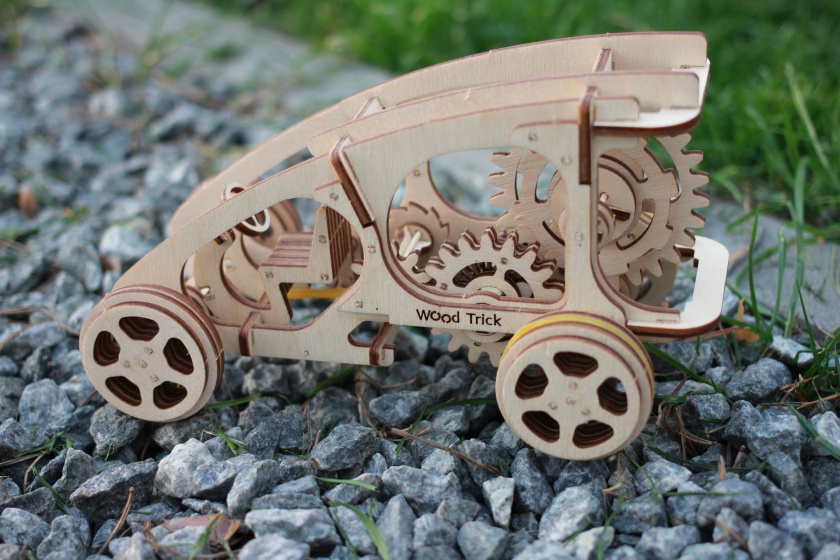 Wood Trick houten-modelbouw 3d buggy 22 cm naturel 144-delig - Afbeelding 7