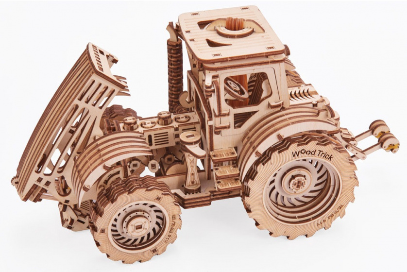 Wood Trick modelbouwset tractor hout naturel 401-delig - Afbeelding 3
