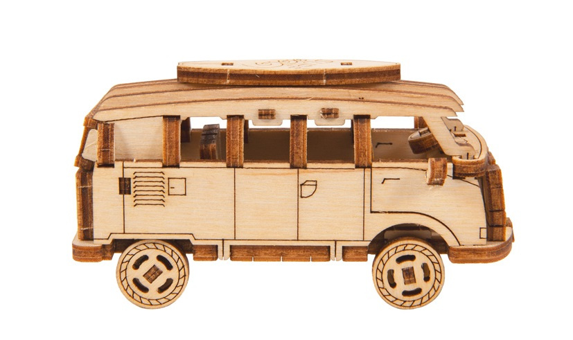Wooden City modelbouwset minibus superfast 8,5 cm hout naturel
